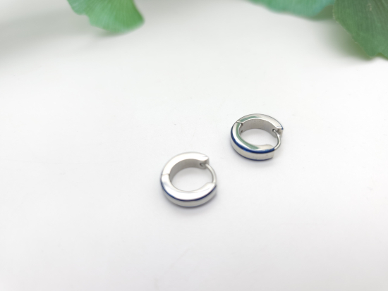 Preview: Creolen silberfarben blau Edelstahl